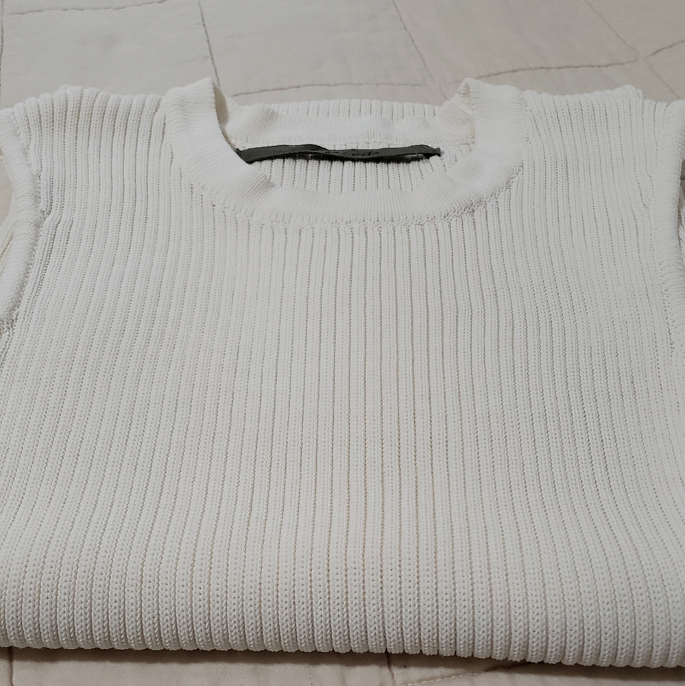 Enza Costa Italian Yarn Knit Sleeveless Sweater Midi/Maxi Dress Ivory Medium - Picture 4 of 9